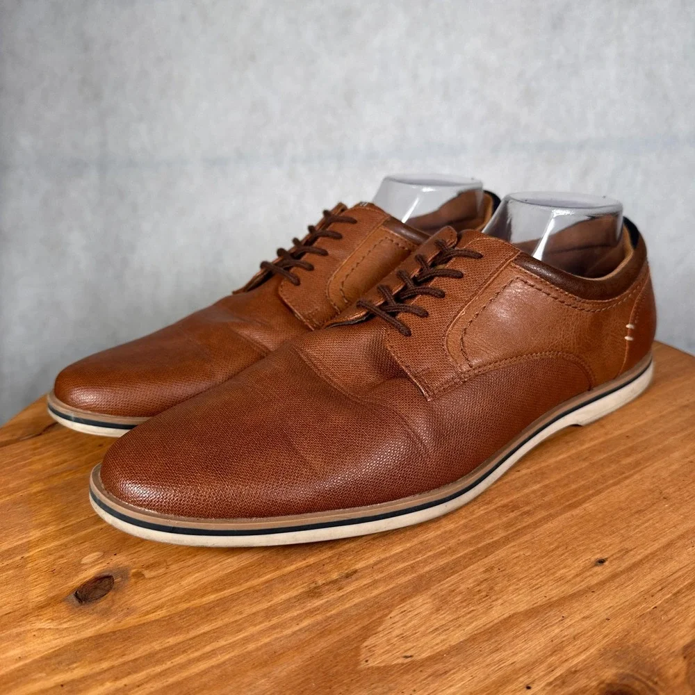 Aldo Oxford Shoes Mens 12 Brown Good Textured Lace Up Dress Casual Sneakers